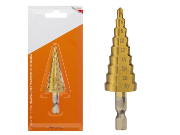 WIERTŁO STOŻKOWE STOPNIOWE HSS 4-20mm