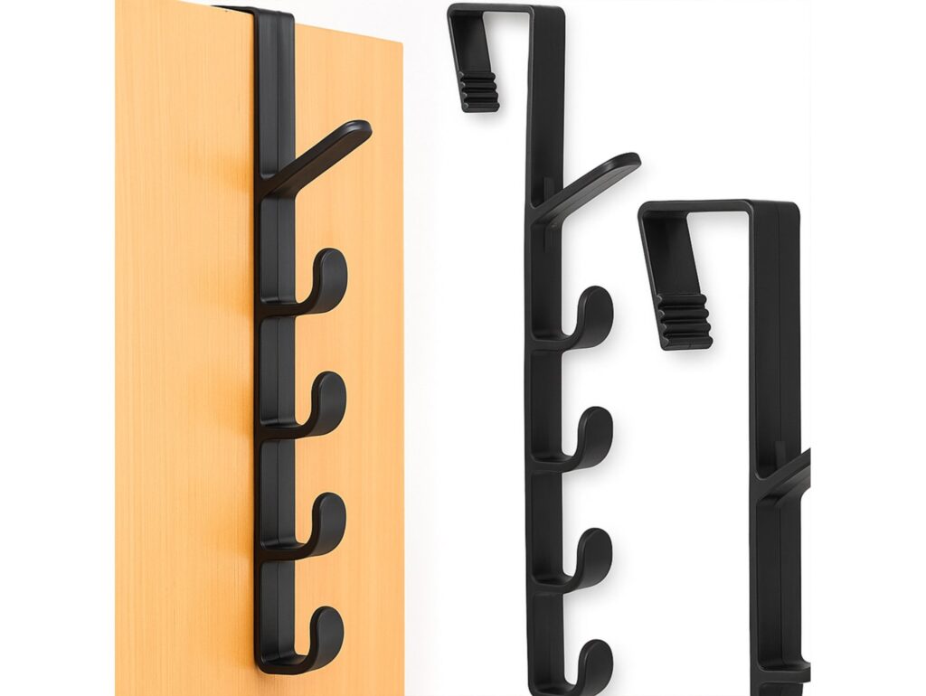 WIESZAK HACZYKI NA DRZWI 5 HACZYKÓW - czarny