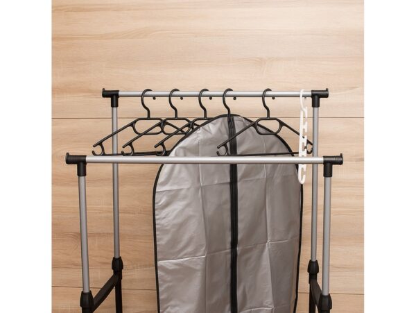 WIESZAK STOJĄCY NA KÓŁKACH UBRANIA STOJAK PODWÓJNY