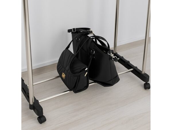 WIESZAK STOJĄCY NA KÓŁKACH UBRANIA STOJAK PODWÓJNY