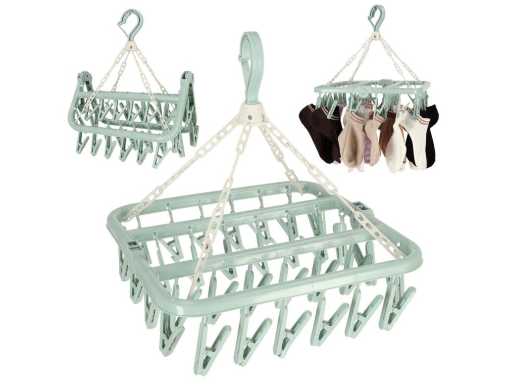 WIESZAK SUSZARKA NA SKARPETY 32 KLAMERKI - miętowy