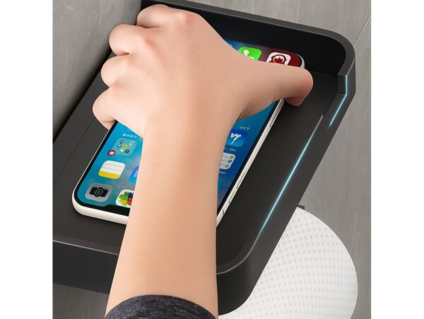 WIESZAK UCHWYT NA PIAPIER TOALETOWY Z PÓŁKĄ 18x10,5x8cm - czarny