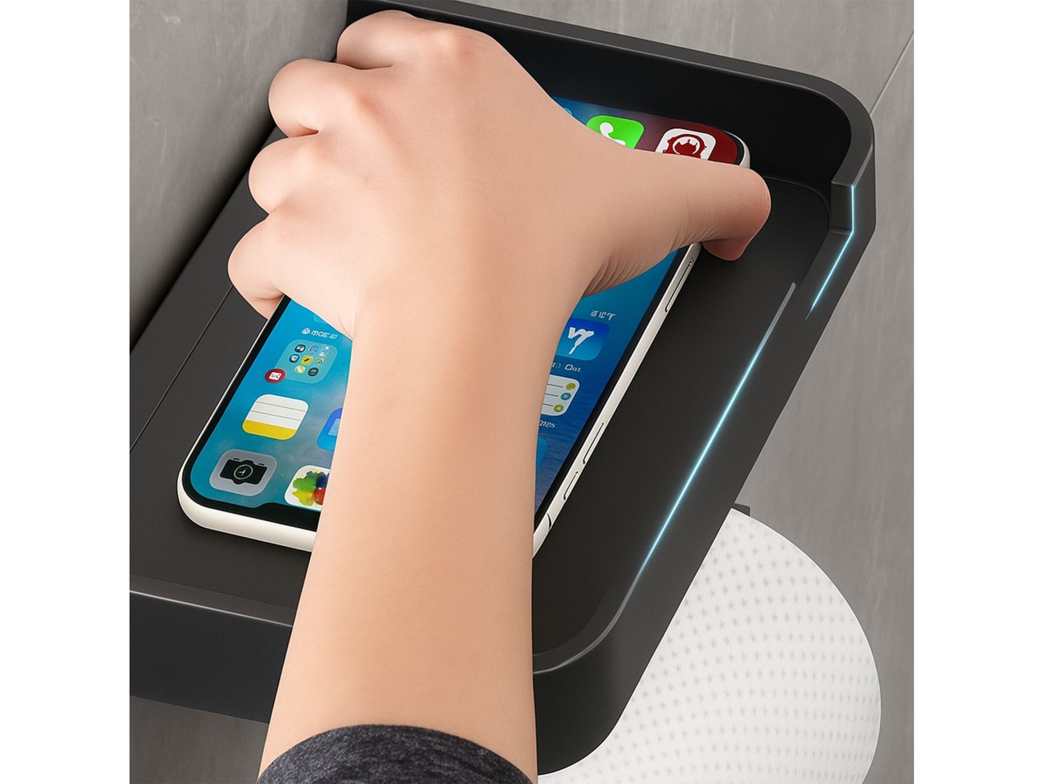 WIESZAK UCHWYT NA PIAPIER TOALETOWY Z PÓŁKĄ 18x10,5x8cm - czarny