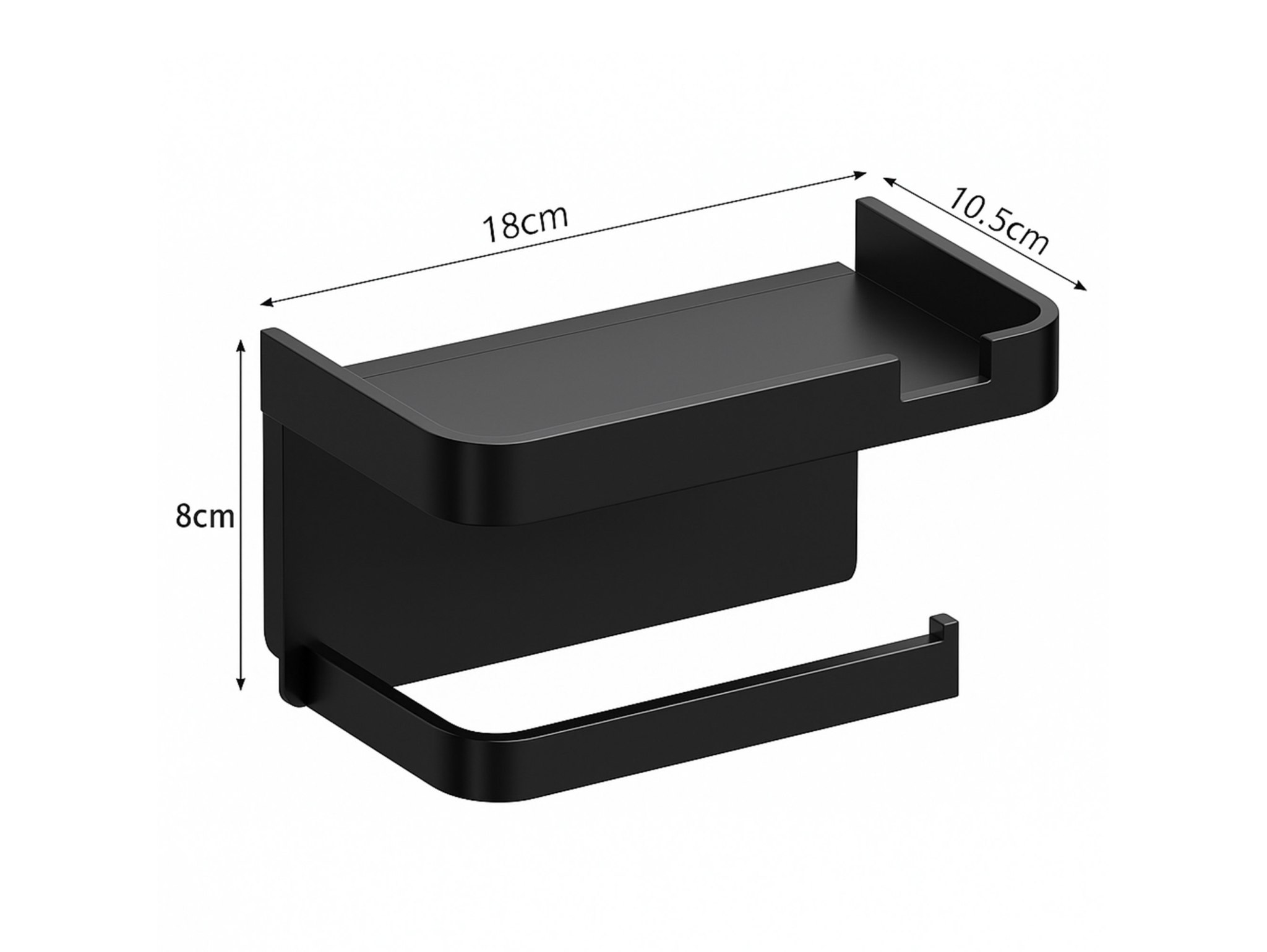 WIESZAK UCHWYT NA PIAPIER TOALETOWY Z PÓŁKĄ 18x10,5x8cm - czarny