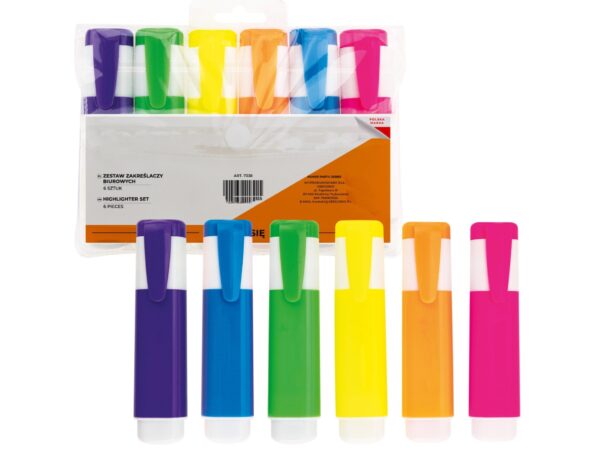 ZAKREŚLACZ BIUROWY ZESTAW 6SZT