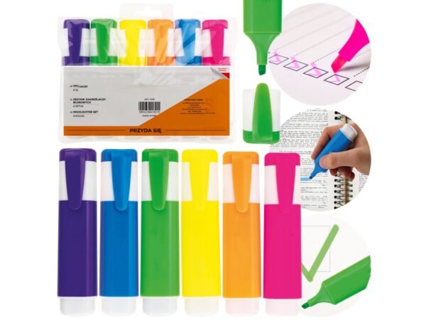 ZAKREŚLACZ BIUROWY ZESTAW 6SZT