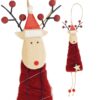 ZAWIESZKA NA CHOINKĘ RENIFER DREWNIANY 24CM - czerwony