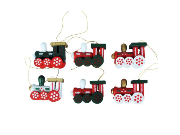 ZAWIESZKI ŚWIĄTECZNE POCIĄG DREWNIANY 6SZT