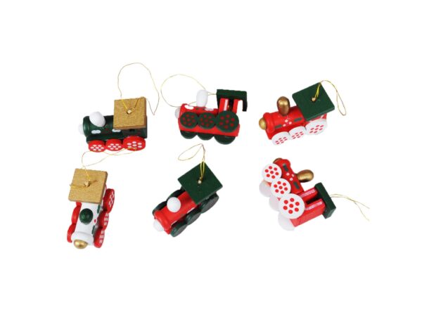 ZAWIESZKI ŚWIĄTECZNE POCIĄG DREWNIANY 6SZT