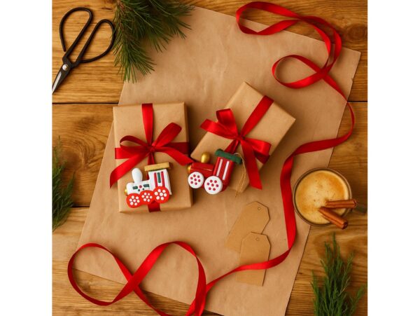 ZAWIESZKI ŚWIĄTECZNE POCIĄG DREWNIANY 6SZT