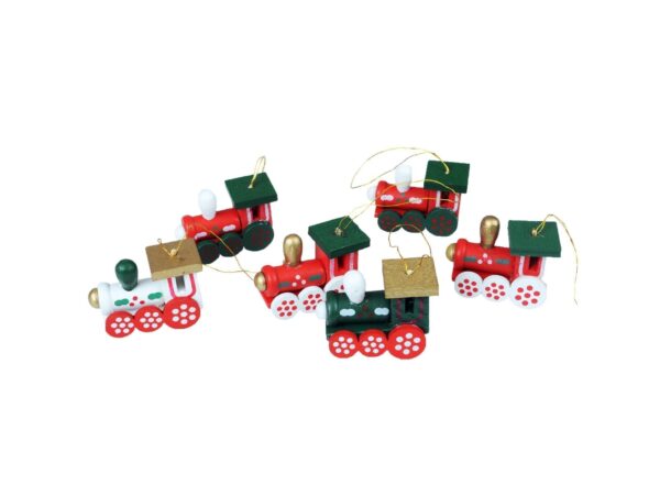 ZAWIESZKI ŚWIĄTECZNE POCIĄG DREWNIANY 6SZT