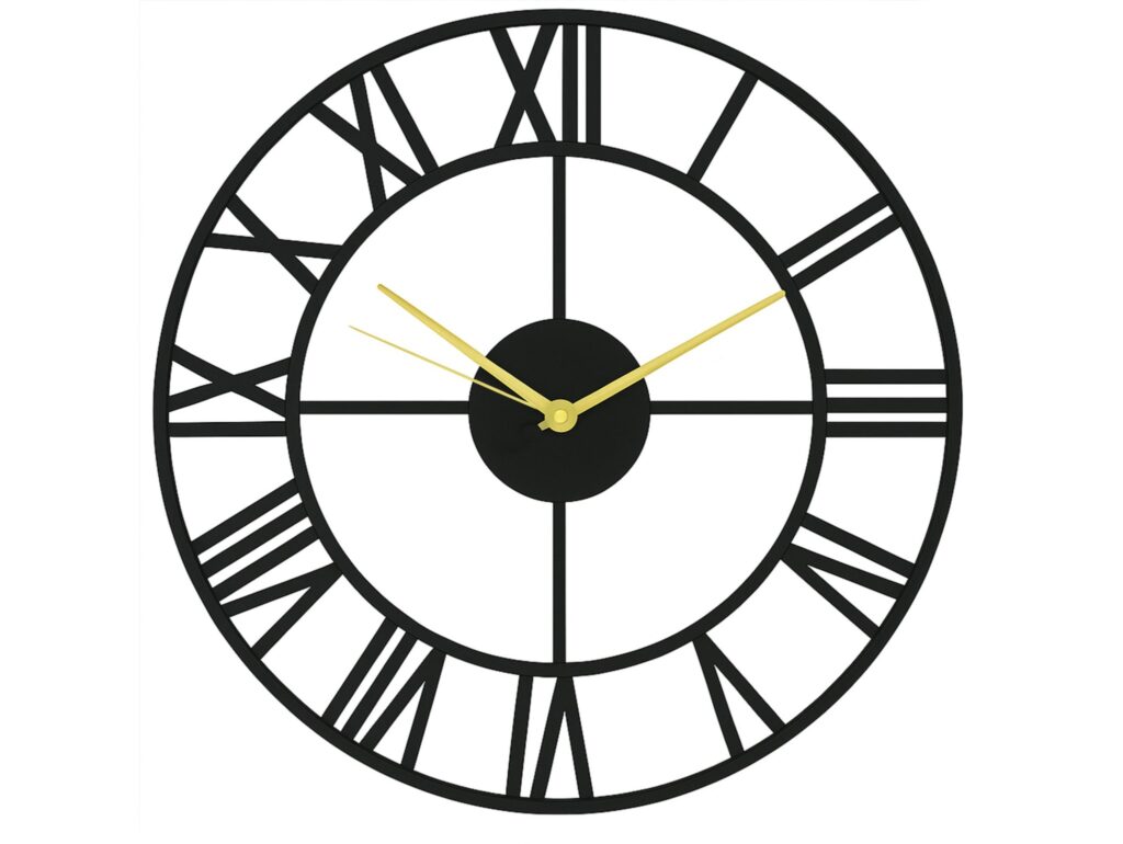 ZEGAR METALOWY ŚCIENNY RETRO LOFT 50CM - grubość 4mm/złote wskazówki