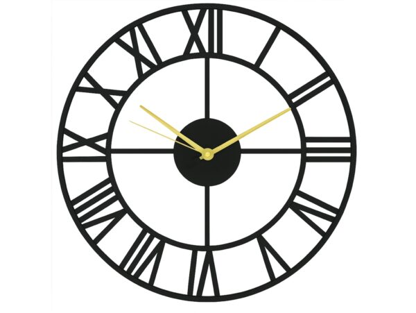 ZEGAR METALOWY ŚCIENNY RETRO LOFT 50CM - grubość 4mm/złote wskazówki