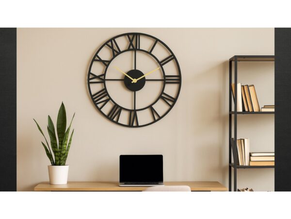 ZEGAR METALOWY ŚCIENNY RETRO LOFT 50CM - grubość 4mm/złote wskazówki