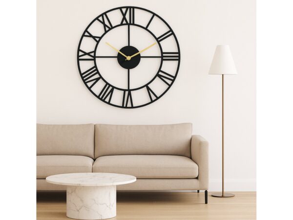 ZEGAR METALOWY ŚCIENNY RETRO LOFT 50CM - grubość 4mm/złote wskazówki