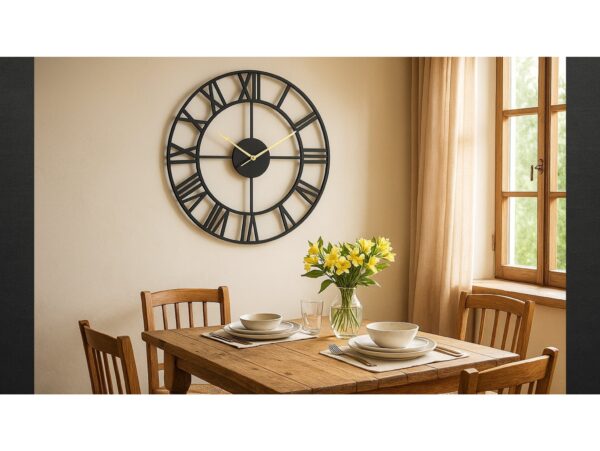 ZEGAR METALOWY ŚCIENNY RETRO LOFT 50CM - grubość 4mm/złote wskazówki