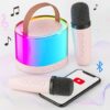 ZESTAW KARAOKE 2 MIKROFONY LED BLUETOOTH OKRĄŁY - beżowy