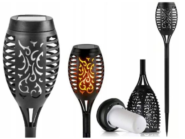 ZESTAW LAMP SOLARNYCH OGRODOWYCH POCHODNI 12LED 50CM 8SZT