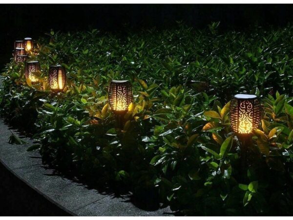 ZESTAW LAMP SOLARNYCH OGRODOWYCH POCHODNI 12LED 50CM 8SZT
