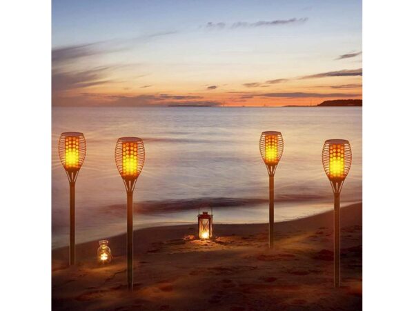 ZESTAW LAMP SOLARNYCH OGRODOWYCH POCHODNI 12LED 50CM 8SZT