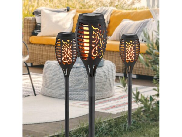 ZESTAW LAMP SOLARNYCH OGRODOWYCH POCHODNI 12LED 50CM 8SZT