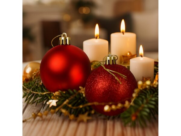 BOMBKI CHOINKOWE TUBA 10CM 4SZT + BOMBKI CHOINKOWE TUBA 6CM 8SZT - czerwone