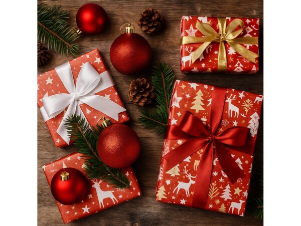 BOMBKI CHOINKOWE TUBA 10CM 4SZT + BOMBKI CHOINKOWE TUBA 6CM 8SZT - czerwone