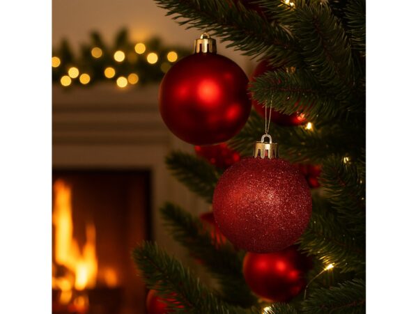 BOMBKI CHOINKOWE TUBA 10CM 4SZT + BOMBKI CHOINKOWE TUBA 6CM 8SZT - czerwone