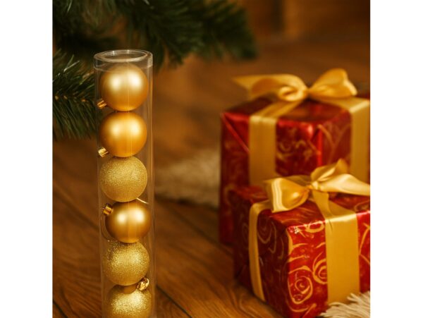 BOMBKI CHOINKOWE TUBA 10CM 4SZT + BOMBKI CHOINKOWE TUBA 6CM 8SZT - złote