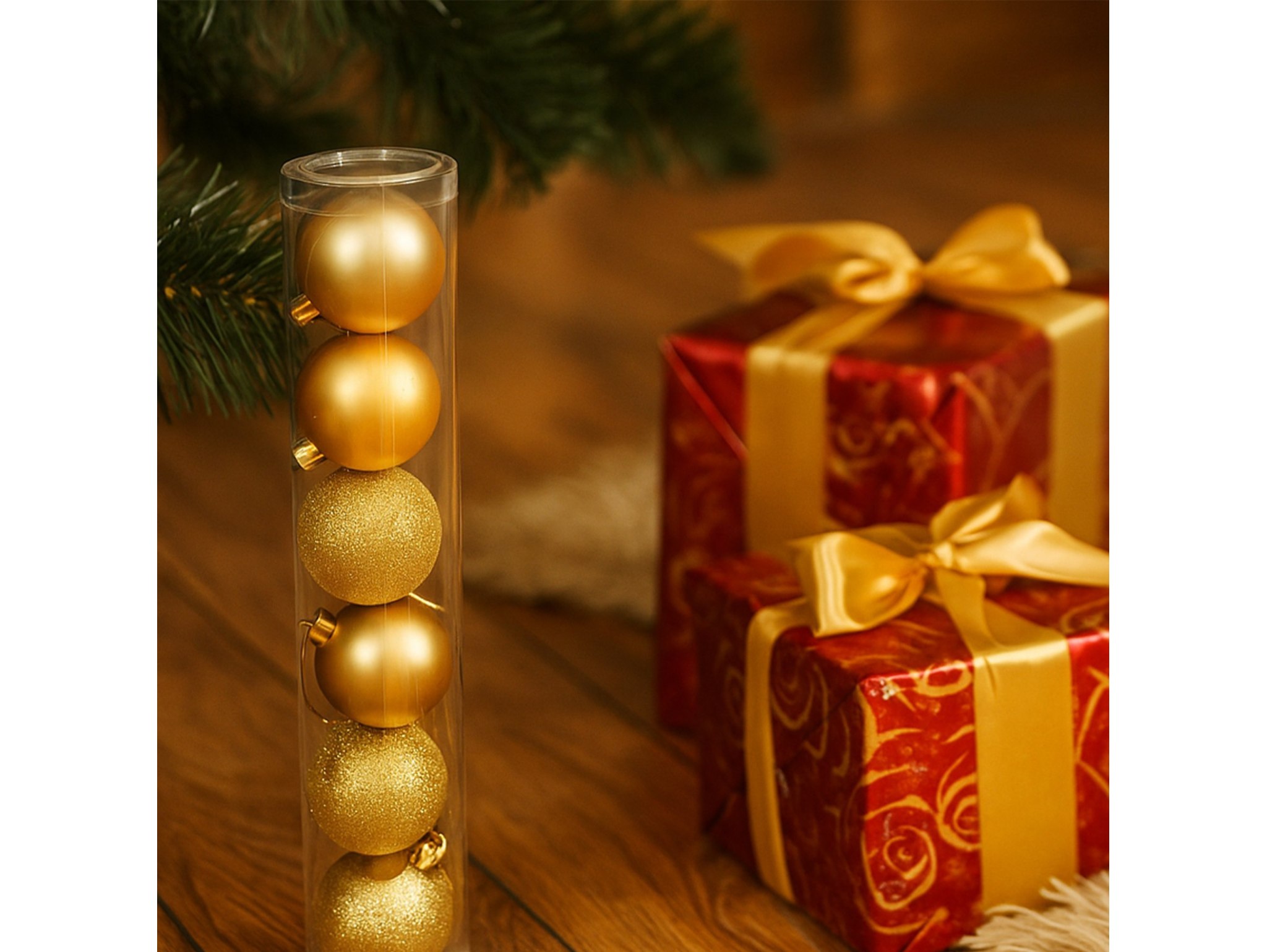 BOMBKI CHOINKOWE TUBA 6CM 8SZT - złoty