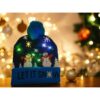 CZAPKA LED ŚWIĄTECZNA - wzór 3 bałwany granatowy