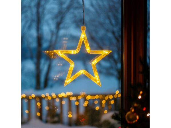 DEKORACJA NA OKNO LED BOŻE NARODZENIE 22x22 - gwiazda