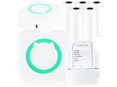 DRUKARKA MINI TERMICZNA DO ZDJĘĆ NOTATEK BLUETOOTH + ROLKI DO MINI DRUKARKI APARATU 5SZT 4,5x5,7