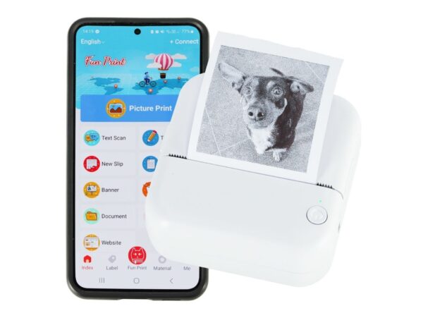 DRUKARKA MINI TERMICZNA DO ZDJĘĆ NOTATEK BLUETOOTH + ROLKI DO MINI DRUKARKI APARATU 5SZT 4,5x5,7