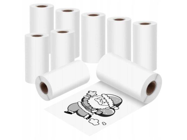 DRUKARKA MINI TERMICZNA DO ZDJĘĆ NOTATEK BLUETOOTH + ROLKI DO MINI DRUKARKI APARATU 5SZT 4,5x5,7
