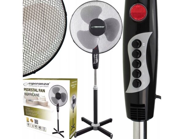 ESPERANZA WENTYLATOR WIATRAK 16'' STOJĄCY HURRICANE CZARNO-SZARY II GATUNEK