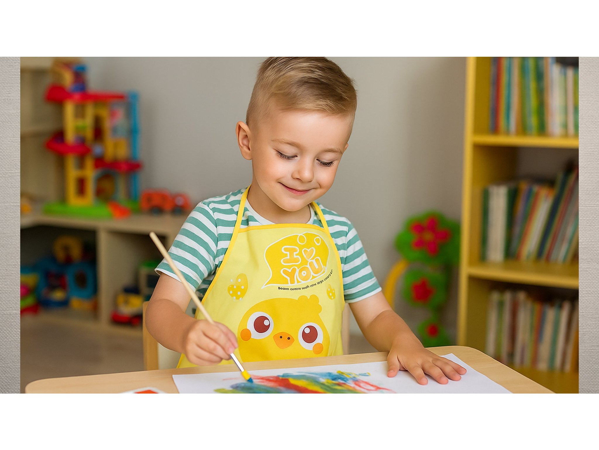 FARTUCH DZIECIĘCY DO PRAC PLASTYCZNYCH FOLIOWY - żółty
