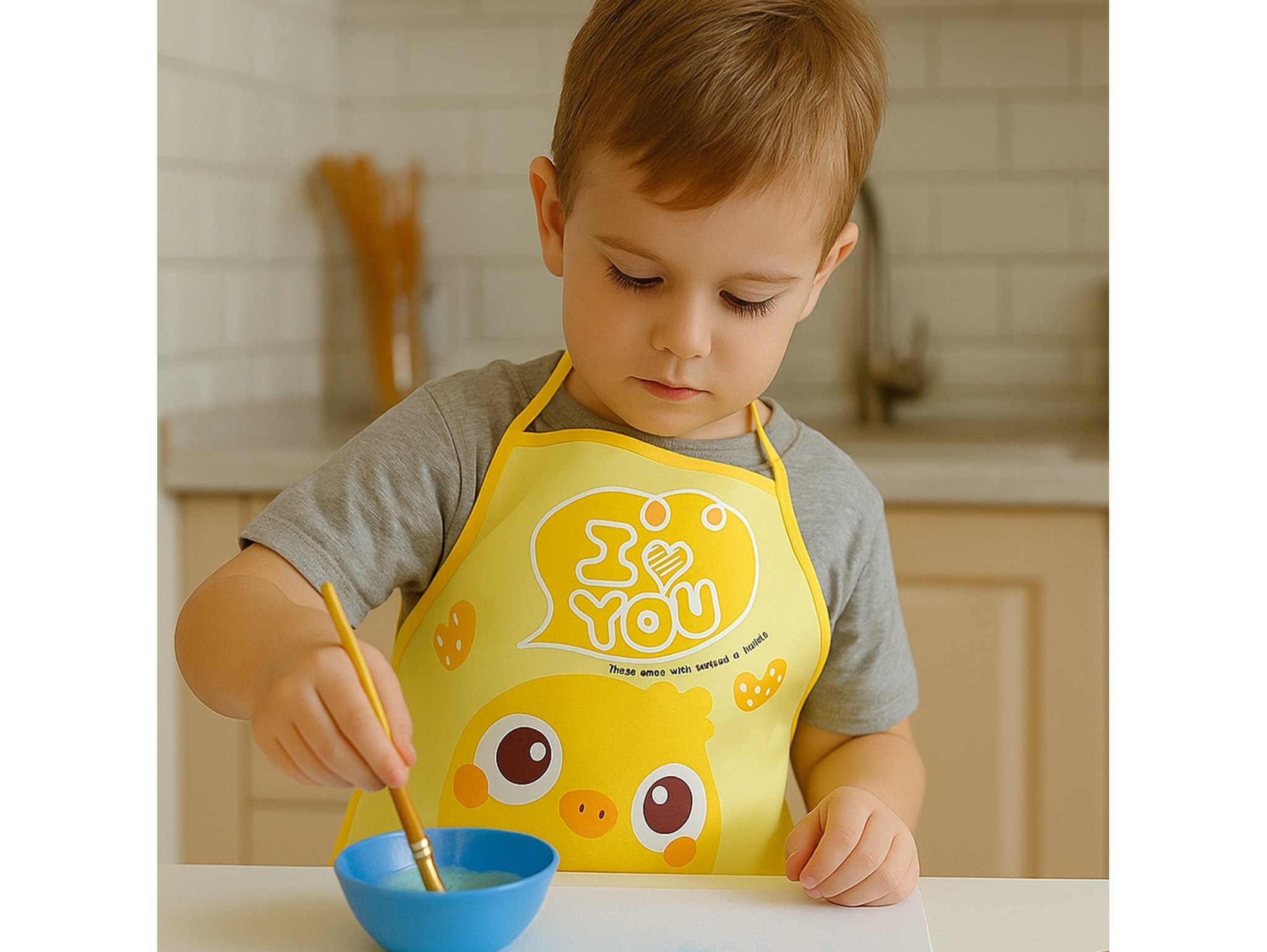 FARTUCH DZIECIĘCY DO PRAC PLASTYCZNYCH FOLIOWY - żółty