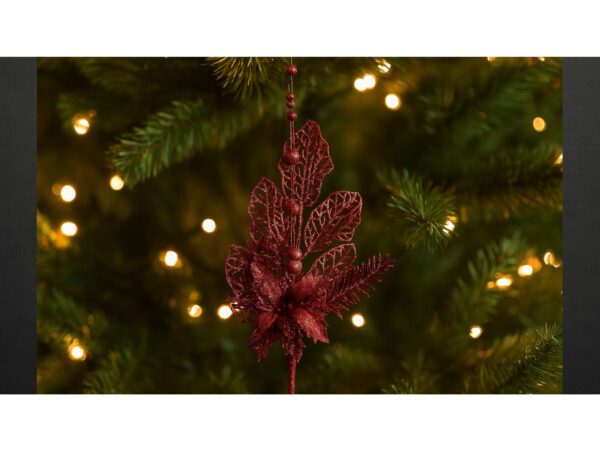 GAŁĄZKA DEKORACYJNA ŚWIĄTECZNA POINSECJA Z KULKAMI 42CM