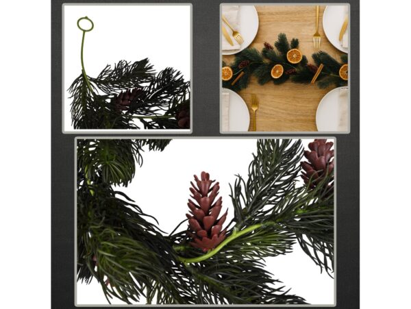 GIRLANDA SOSNA Z SZYSZKAMI SZTUCZNA 170CM