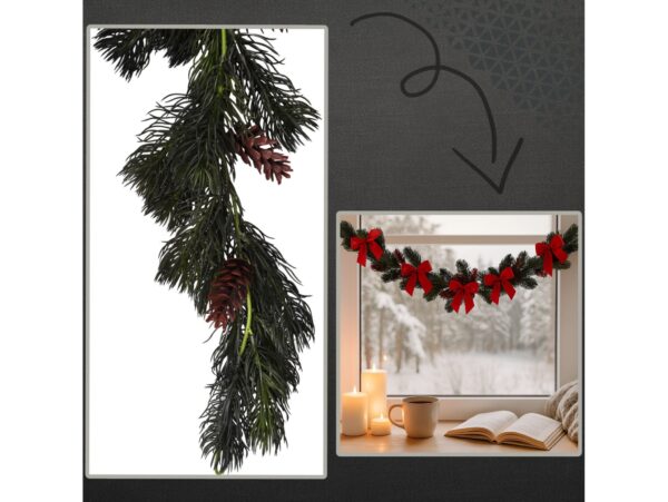 GIRLANDA SOSNA Z SZYSZKAMI SZTUCZNA 170CM