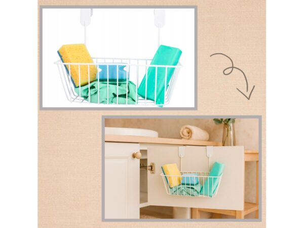 KOSZYK WISZĄCY DO SZAFKI ORGANIZER METALOWY NA DRZWI DO ŁAZIENKI KUCHNI