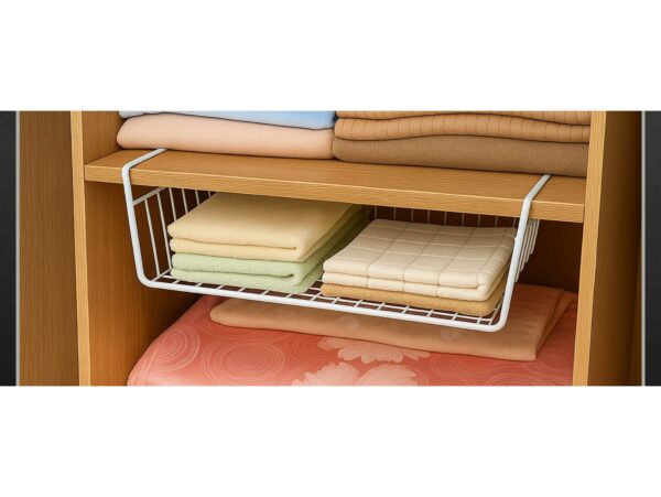 KOSZYK WISZĄCY DO SZAFY PODWIESZANY 32x25x10cm - biały