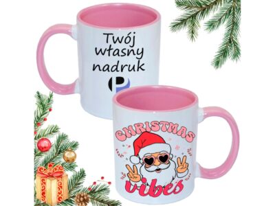 KUBEK DO SUBLIMACJI 330ML RÓŻOWY UCHWYT