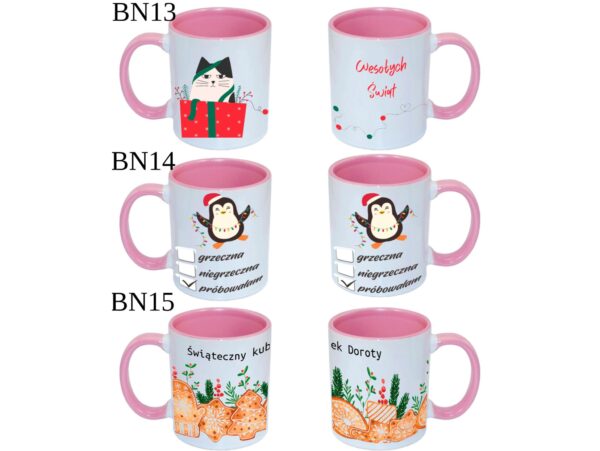 KUBEK DO SUBLIMACJI 330ML RÓŻOWY UCHWYT