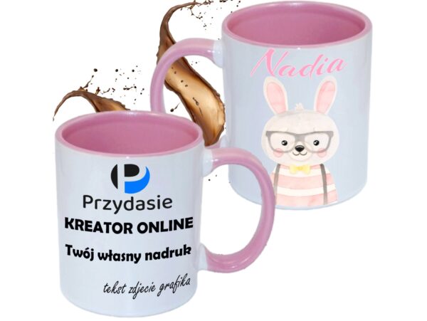 KUBEK DO SUBLIMACJI 330ML RÓŻOWY UCHWYT