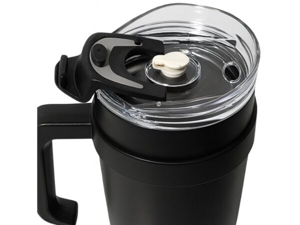 KUBEK TERMICZNY ZE SŁOMKĄ 1200ML - czarny