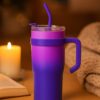 KUBEK TERMICZNY ZE SŁOMKĄ 1200ML - fioletowy