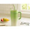 KUBEK TERMICZNY ZE SŁOMKĄ 1200ML - zielony