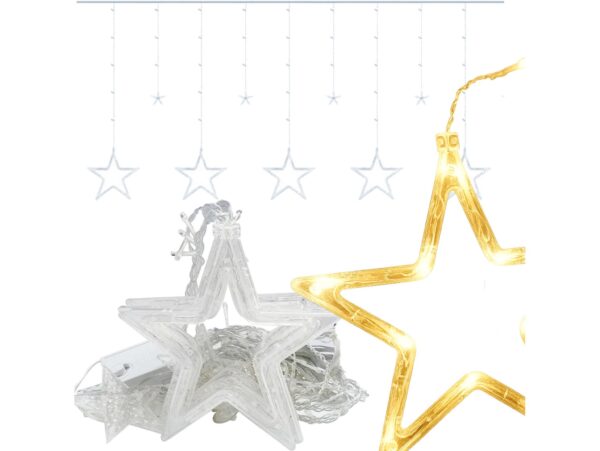 KURTYNA GWIAZDKI LED LAMPKI 2,5M - ciepły biały